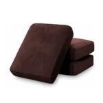 Sofa Foam Cushions in Velvet with Zip Cover in Coffee