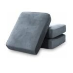 Sofa Foam Cushions in Velvet with Zip Cover in Grey