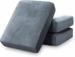 Sofa Foam Cushions in Velvet with Zip Cover in Grey - Image 2