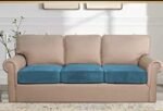 Sofa Foam Cushions in Velvet with Zip Cover in Blue - Image 3