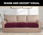 Sofa Foam Cushions in Velvet with Zip Cover in Dark Red - Image 5