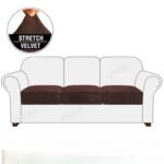Sofa Foam Cushions in Velvet with Zip Cover in Coffee - Image 5