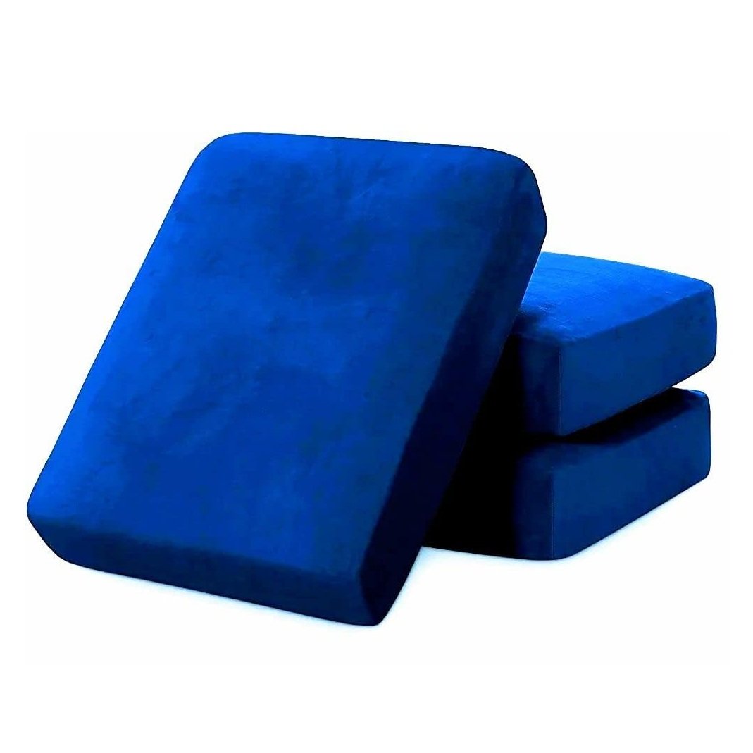 41YBEMQAZwL._SL1000_ Sofa Foam Cushions in Velvet with Zip Cover in Dark Blue - Image 1