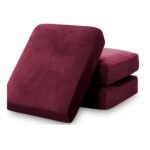Sofa Foam Cushions in Velvet with Zip Cover in Dark Red