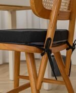 Square Chair Pads with Ties | Seat Cushions with Ties Set of 4 in Black - Image 2