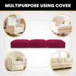Sofa Foam Cushions in Velvet with Zip Cover in Red - Image 6