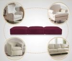 Sofa Foam Cushions in Velvet with Zip Cover in Dark Red - Image 7