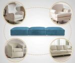 Sofa Foam Cushions in Velvet with Zip Cover in Blue - Image 4