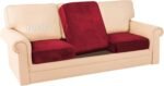 Sofa Foam Cushion Pack of 3 in Red Premium Cushions, with Stretchy Soft Velvet Fabric Cushion Cover - Image 4