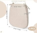 Square Chair Pads with Ties | Seat Cushions with Ties Set of 6 in Cream - Image 3