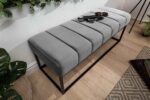 Modern Look Cute Fabric Ottoman Bench for Living Room Office Bedroom in Grey - Image 2