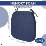 Square Chair Pads with Ties | Seat Cushions with Ties Set of 6 in Blue - Image 3