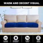 Sofa Foam Cushions in Velvet with Zip Cover in Dark Blue - Image 4