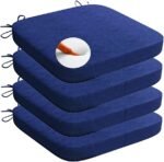 Square Chair Pads with Ties | Seat Cushions with Ties Set of 4 in Dark Blue