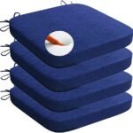 Square Chair Pads with Ties | Seat Cushions with Ties Set of 4 in Dark Blue