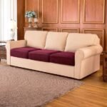 Sofa Foam Cushion Pack of 3 in Red Premium Cushions, with Stretchy Soft Velvet Fabric Cushion Cover