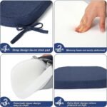 Square Chair Pads with Ties | Seat Cushions with Ties Set of 6 in Blue - Image 5
