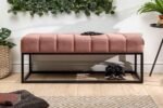 Ottoman Bench Pouffes - Tufted Sitting Puff, Puffy Furniture Cushioned Foam Seat for Home Living Room, PU Foam Seating, Metal Legs and Fabric Bench - Pink - Image 6