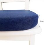 Square Chair Pads with Ties | Seat Cushions with Ties Set of 4 in Dark Blue - Image 5