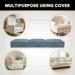 Sofa Foam Cushions in Velvet with Zip Cover in Grey - Image 7