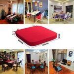 Square Chair Pads with Ties | Seat Cushions with Ties Set of 4 in Red - Image 3
