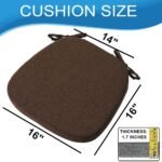 Square Chair Pads with Ties Dining Chair pad for Sitting Filled Foam Set of 4, Dark Brown - Image 3