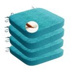 Square Chair Pads with Ties | Seat Cushions with Ties Set of 4 in Sky Blue