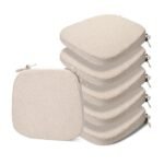 Square Chair Pads with Ties | Seat Cushions with Ties Set of 6 in Cream