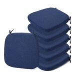 Square Chair Pads with Ties | Seat Cushions with Ties Set of 6 in Blue