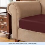 3 Seater Sofa Foam Cushions Sofa Seat Cushions Meditation Cushion for Floor | Waterproof Leather Cushion - Dark Maroon - Image 2