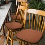 Square Chair Pads with Ties | Seat Cushions with Ties Set of 6 in Brown - Image 2