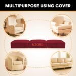 Sofa Foam Cushion Pack of 3 in Red Premium Cushions, with Stretchy Soft Velvet Fabric Cushion Cover - Image 5