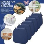 Square Chair Pads with Ties | Seat Cushions with Ties Set of 6 in Blue - Image 6