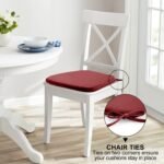 Chair Cushions for Dining Chairs 4 Pack - Dining Chair Pads with Ties, RED Velvet - Image 2