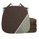 Square Chair Pads with Ties Dining Chair pad for Sitting Filled Foam Set of 4, Dark Brown