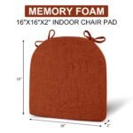 Cushions for Dining Chairs 4 Pack - Memory Foam Chair Pads with Ties and Non-Slip Backing - Seat Cushion for Kitchen Chair - Image 3